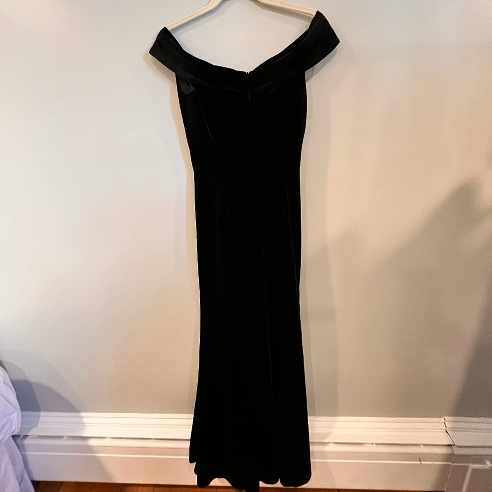 JJ's House Black Velvet Trumpet Bridesmaid Dress